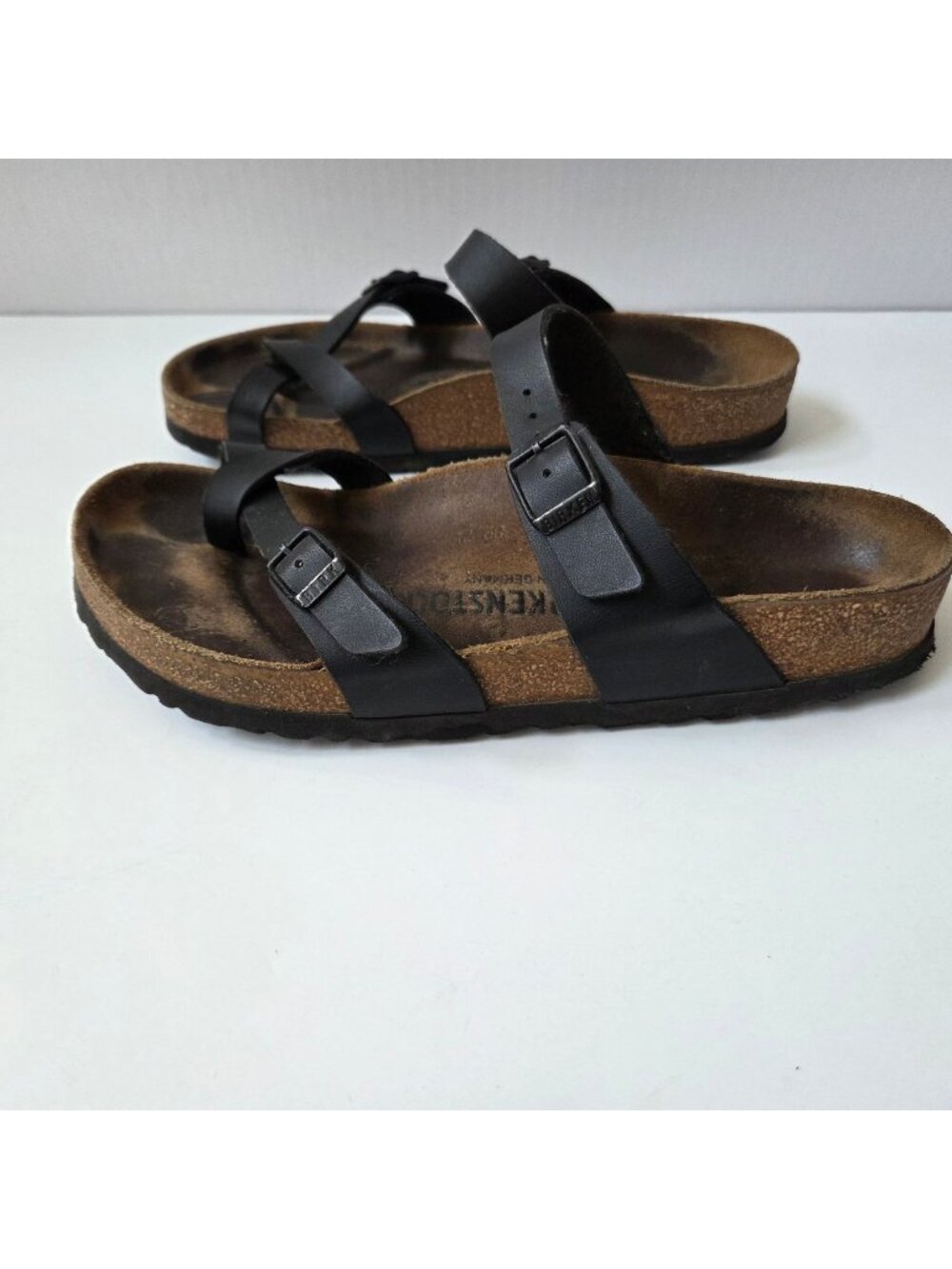 Birkenstock Sandals Womens 39 / 8 Black Leather Mayari Double Buckle Toe Loop